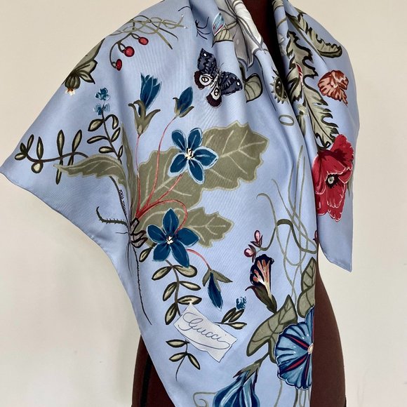 New Gucci Kris Knight Floral Print Silk Scarf with Gucci Gift Box - Picture 6 of 14